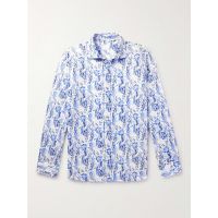 Slim-Fit Floral-Print Linen Shirt