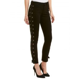 3 X 1 Womens Lacy Midway Skinny Lace Up Cropped Jeans - Black