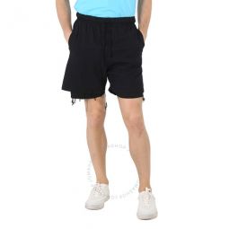 Mens Black Double Layer Cotton Shorts, Size X-Small