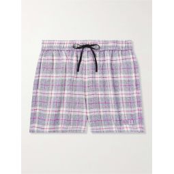 Straight-Leg Checked Wool-Blend Boucle Drawstring Shorts