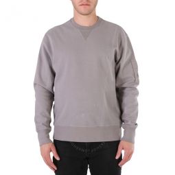 Mens Slate Grey Embroidered Crewneck Sweatshirt, Size Medium