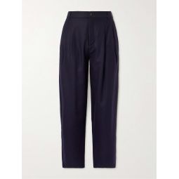 Straight-Leg Pleated Stretch-Wool Flannel Trousers