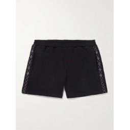 Wide-Leg Logo-Embroidered Cotton-Jersey Drawstring Shorts