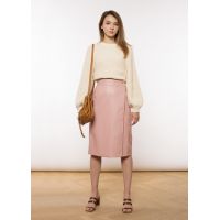 Brenda Faux Leather Wrap Pencil Skirt - Rose