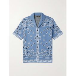 Camp-Collar Bandana-Jacquard Cotton-Pique Shirt