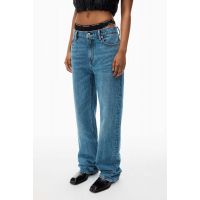 Mid rise Relaxed With Pre styled Logo Brief Jeans - Vintage Medium Indigo