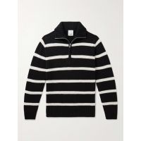 Striped Wool and Cashmere-Blend Half-Zip Sweater