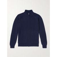 Ribbed Cashmere-Blend Zip-Up Cardigan