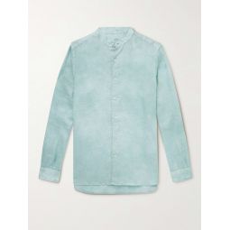 Grandad-Collar Garment-Dyed Linen Shirt
