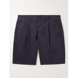 Tangeri Straight-Leg Pleated Cotton-Blend Poplin Bermuda Shorts