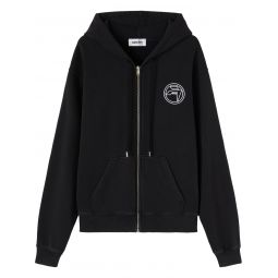 Embroidered Emblem Zip Up Sweater