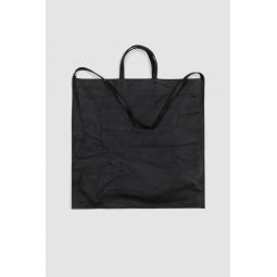 Large Leather 2Way Flat Tote - Black