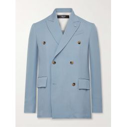 Logo-Embellished Double-Breasted Drill Suit Jacket