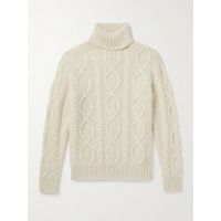 Aran Cable-Knit Wool and Cashmere-Blend Rollneck Sweater