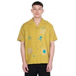 April Embroidery Open Collar Shirt - Yellow