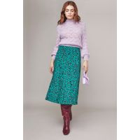 Pamela Midi Skirt - Green/Lilac Leopard