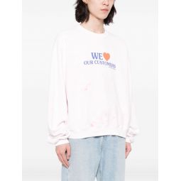 ALEXANDER WANG Women We Love Our Customers Sweatshirt W/ Bleach Wash