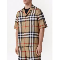 BURBERRY Men Short-Sleeve Check Silk Shirt