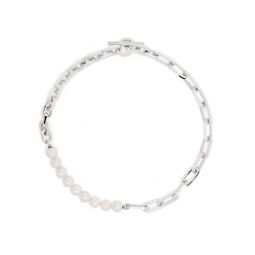 MAOR Trio Elm Bracelet/Necklace In Silver With White Pearl