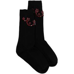 SIMONE ROCHA Women Ankle Ribbed Socks W/ Scallop Embellishment