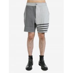 THOM BROWNE Men Fun Mix Seersucker Jacquard Shorts In Cotton W/ 4 Bar Stripe