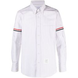 THOM BROWNE Men Straight Fit PC L/S Shirt W/ GG Armband in Mid Stripe Oxford
