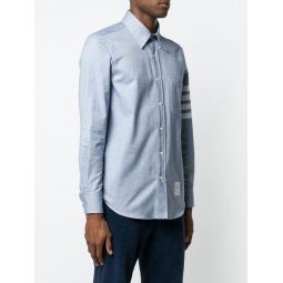 THOM BROWNE Men 4 Bar Fitted Button Down Flannel Shirt