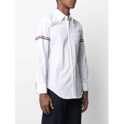 THOM BROWNE Men Classic Long Sleeve Point Shirt W/ GG Armband in Solid Poplin