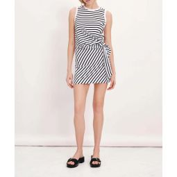 Classic Jersey Stripe White/Black Sleeveless Twist Dress