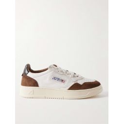 Medalist Leather-Trimmed Suede Sneakers