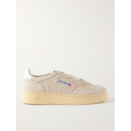 Medalist Leather-Trimmed Textured-Suede Sneakers