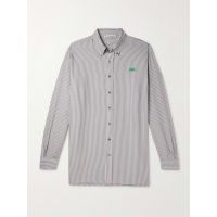 Oversized Logo-Embroidered Striped Lyocell Shirt