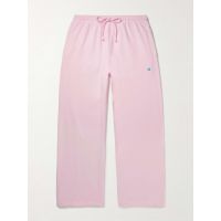 Wide-Leg Logo-Embroidered Cotton-Jersey Sweatpants