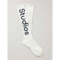 Logo-Jacquard Ribbed Cotton-Blend Socks