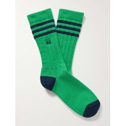 + Wales Bonner Logo-Embroidered Striped Recycled Ribbed-Knit Socks