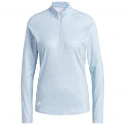 adidas Womens Essentials Long Sleeve Printed Mock Golf Polo Shirt - ON SALE