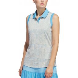 adidas Womens Ultimate365 Jacquard Sleeveless Golf Polo Shirt