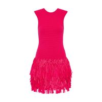 Rushes Fringe Knit Mini Dress - Deep Fuchsia