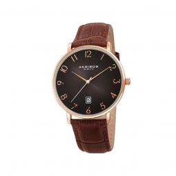Mens Genuine Leather Grey Dial