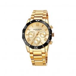Mens Stainless Steel Gold Tone Dial