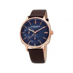 Mens Leather Blue Dial