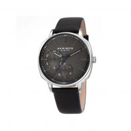 Mens Leather Silver-tone Dial