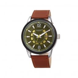 Mens Genuine Leather Green Dial