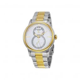 Mens Two-tone (Silver and Gold-tone) Stainless Steel White Matte Dial