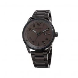 Mens Black Ion Plated Stainless Steel Brown Dial