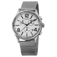 Chronograph Silver Dial Stainless Steel Mesh Mens Watch