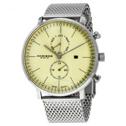 Cream Dial Stainless Steel Mens Watch