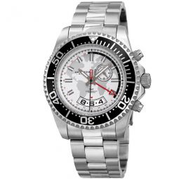 Silver and White Dial GMT Stainless Steel Mens Watch