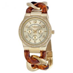 Akribos GMT Multi-Function Tortoise Resin and Gold-Tone Ladies Watch