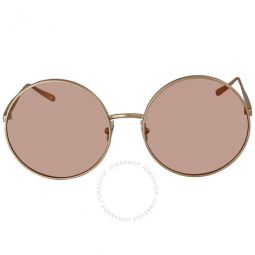 Azzedine Brown Round Ladies Sunglasses